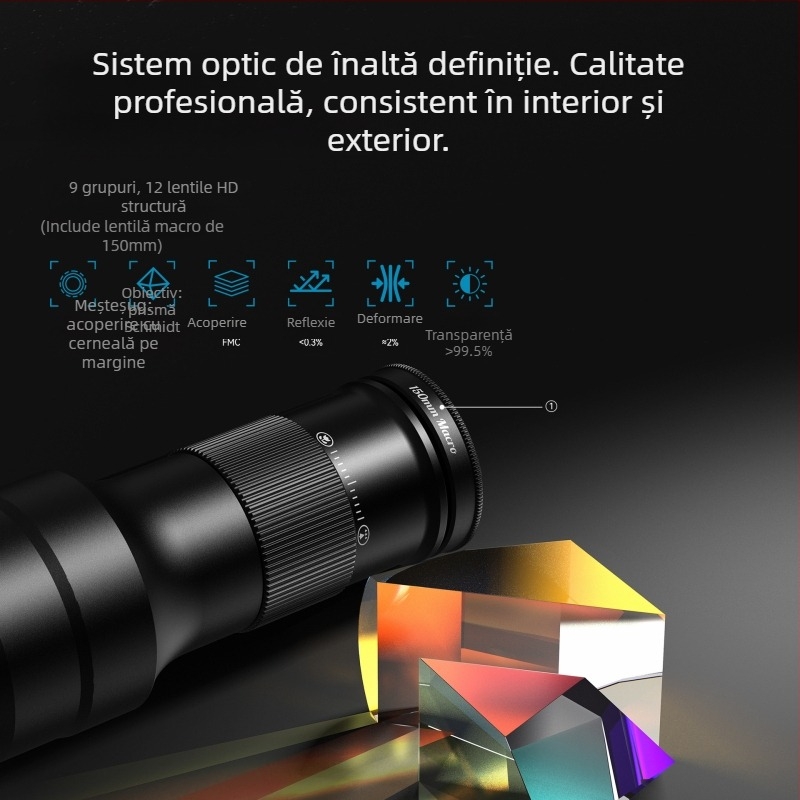 APEXEL 6x obiectiv monocular telemacro pentru smartphone – 6x mărire, câmp vizual 150 m, diametru pupilei ieșire 3 mm