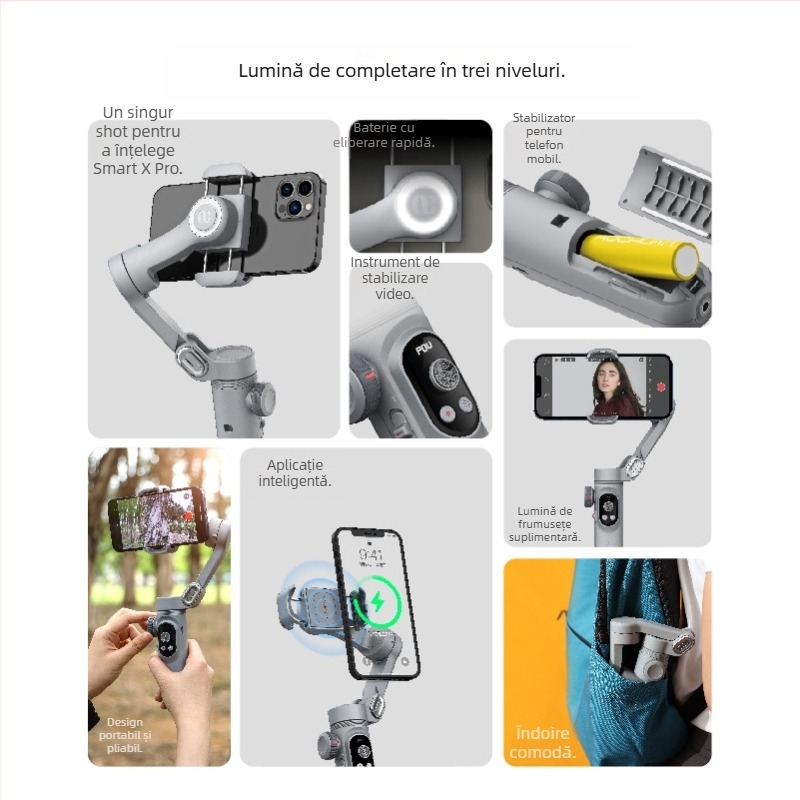 Okawa stabilizator pentru telefon cu trei axe, urmărire facială, gimbal de mână pentru video mobil; compatibil cu telefoane cu lățimea până la 88 mm și greutatea până la 280 g; greutatea dispozitivului 295 g; montaj manual; lansat în 2022; garanție de 1 an