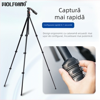 Trepied universal pentru telefon mobil și cameră, cap 3D, 4 secțiuni, din aliaj de aluminiu, sarcină 3,5 kg, cu placă de eliberare rapidă