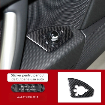 Audi TT (2008-2014) Panou decorativ pentru butoanele de la uși din fibră de carbon reală, interior personalizabil cu imprimare logo