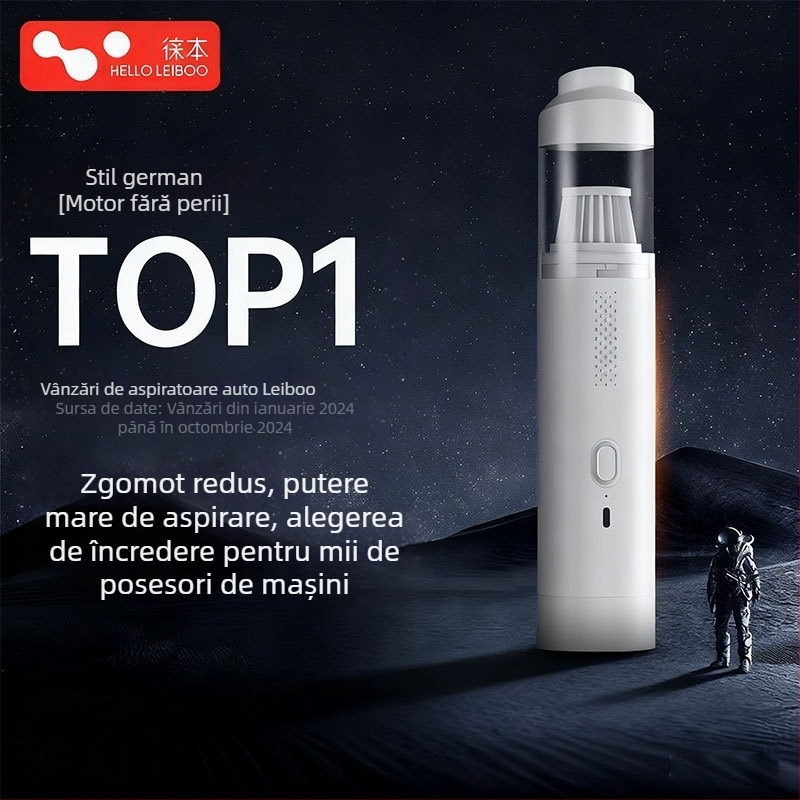 Aspirator de mașină portabil, fără fir, reîncărcabil, 7.4V, 80W, aspirație 9000Pa