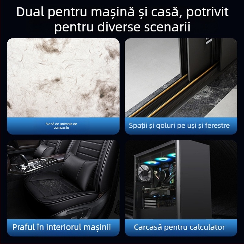 Aspirator de mașină portabil, fără fir, reîncărcabil, 7.4V, 80W, aspirație 9000Pa