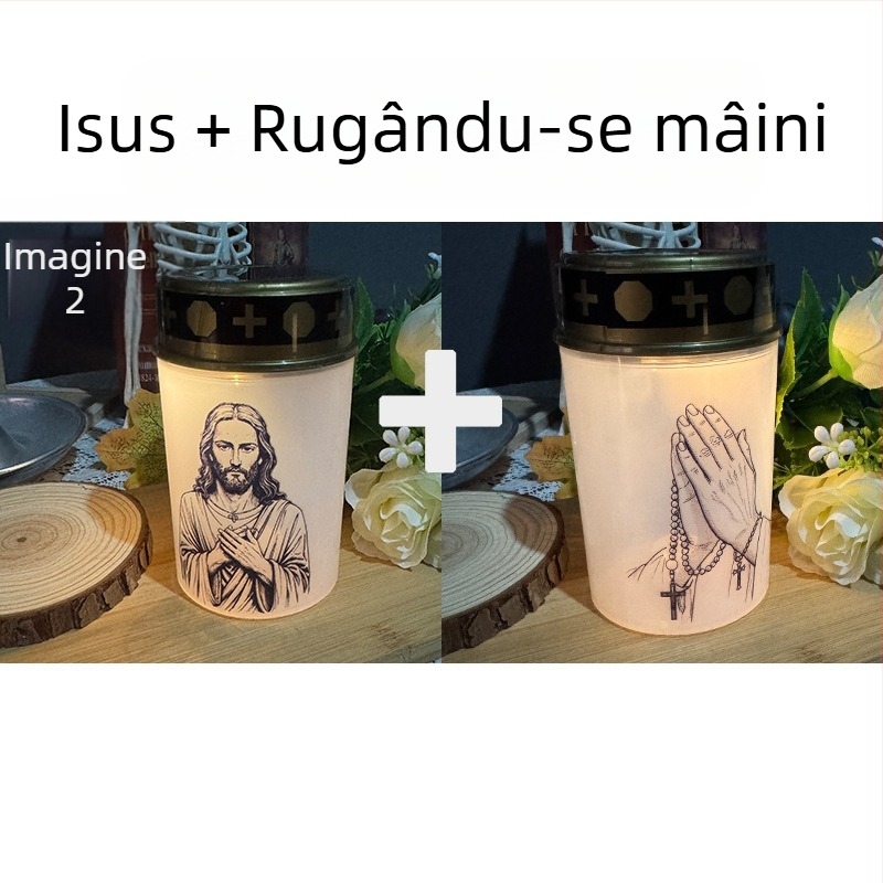 THIKIN candelă electronică pentru biserică, cilindrică, PP, manufactură semi-manuală și semi-mecanică