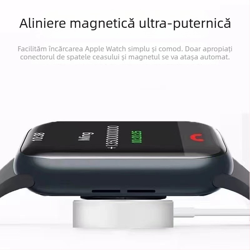 Bază de încărcare magnetică pentru Apple Watch cu port C - Încărcare PD; Încărcare magnetică; Putere de ieșire 2,5–5 W; Staționare încărcare; Compatibil cu Apple Watch Series