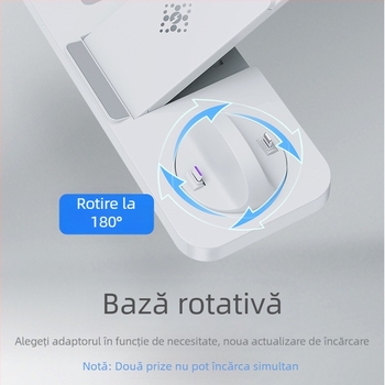 Vineeds Încărcător Wireless Pliabil 6 în 1 – 15W QC Încărcare Rapidă, Încărcător Qi Pliabil, Fără magneți