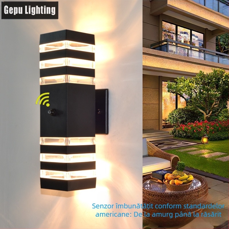 GP-GY101 Lampa de perete exterior cu carcasă din aluminiu, IP65, intrare 220V, temperaturi de culoare 3000/4000/6000K