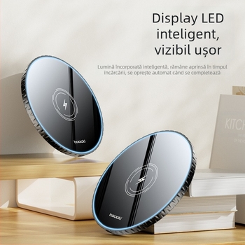 Toocki încărcător wireless de birou 3 în 1, 15W, cu protocol PD și încărcare magnetică, pentru căști Bluetooth și seria iPhone 15