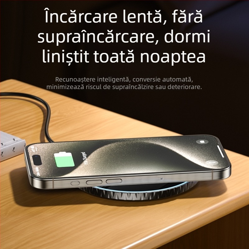 Toocki încărcător wireless de birou 3 în 1, 15W, cu protocol PD și încărcare magnetică, pentru căști Bluetooth și seria iPhone 15