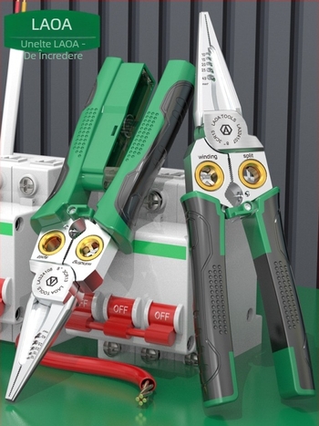 clește electric 8 în 1 cu funcție de testare a tensiunii, decapare cabluri, tăiere fire, sertizare