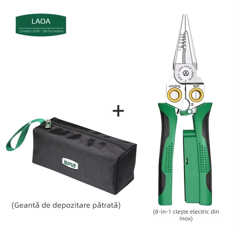 clește electric 8 în 1 cu funcție de testare a tensiunii, decapare cabluri, tăiere fire, sertizare