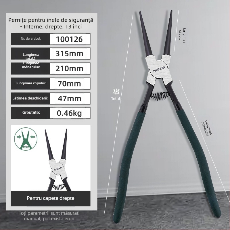 Tuosen Clește pentru cercuri de retenție – cap la 90°, greutate 0,50, cap neînlocuibil