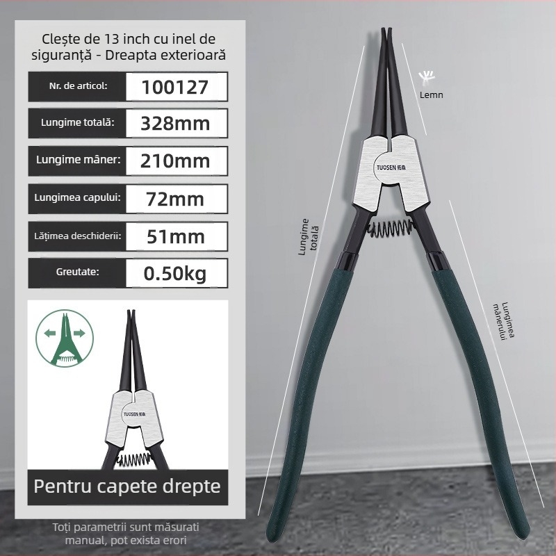 Tuosen Clește pentru cercuri de retenție – cap la 90°, greutate 0,50, cap neînlocuibil