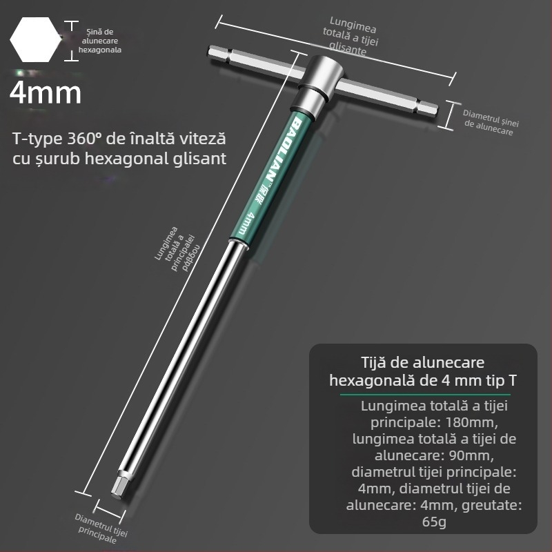 Cheie hexagonală cu cap tip T, de înaltă viteză