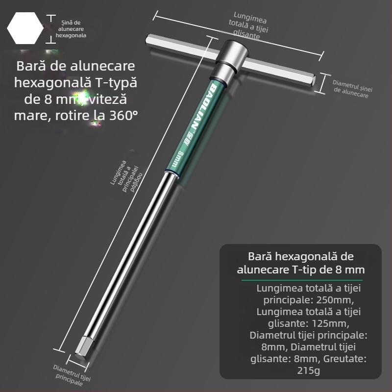Cheie hexagonală cu cap tip T, de înaltă viteză