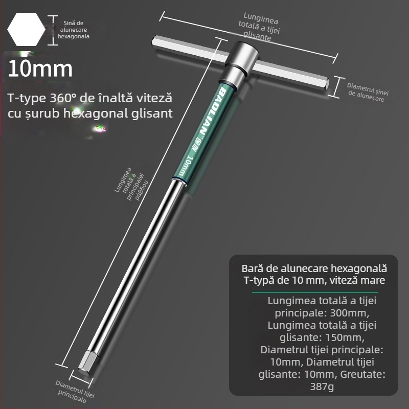 Cheie hexagonală cu cap tip T, de înaltă viteză