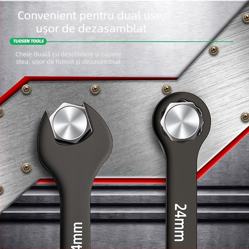 Cheie combinată pentru reparații auto, XTUOSEN, oțel cu carbon înalt, finisaj Blacken