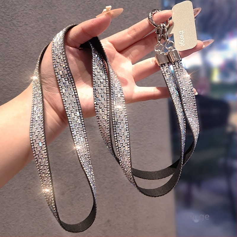 Lanier de telefon pentru femei, cu paiete diamantate, curea crossbody, pandant geometric, multifuncțional