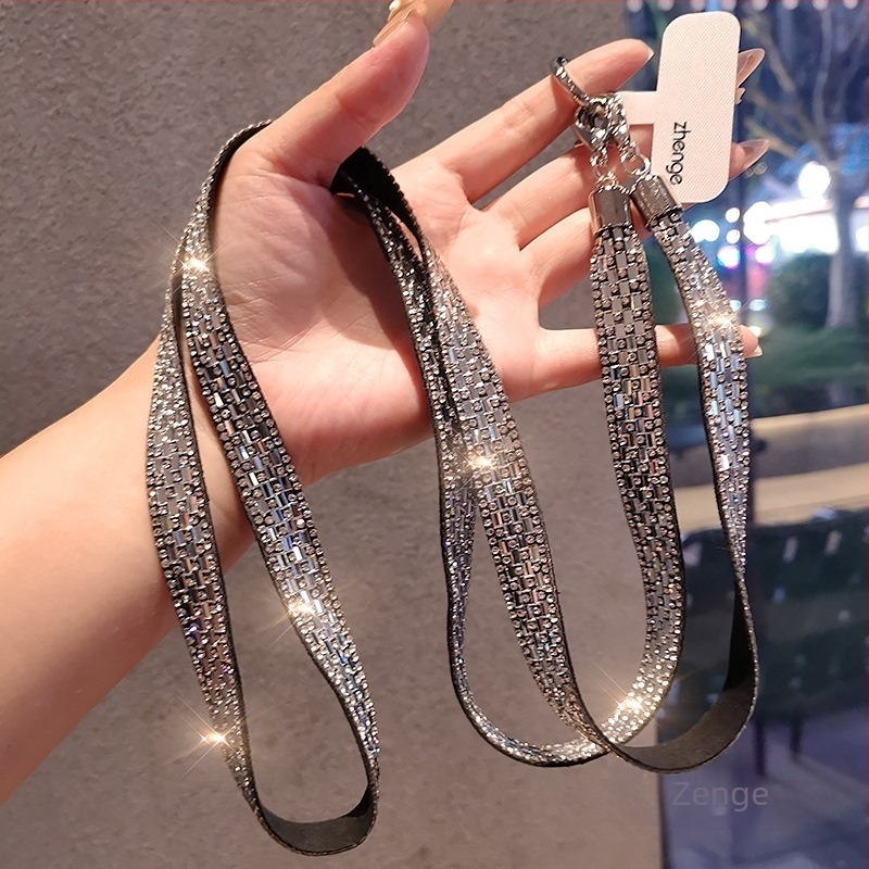 Lanier de telefon pentru femei, cu paiete diamantate, curea crossbody, pandant geometric, multifuncțional
