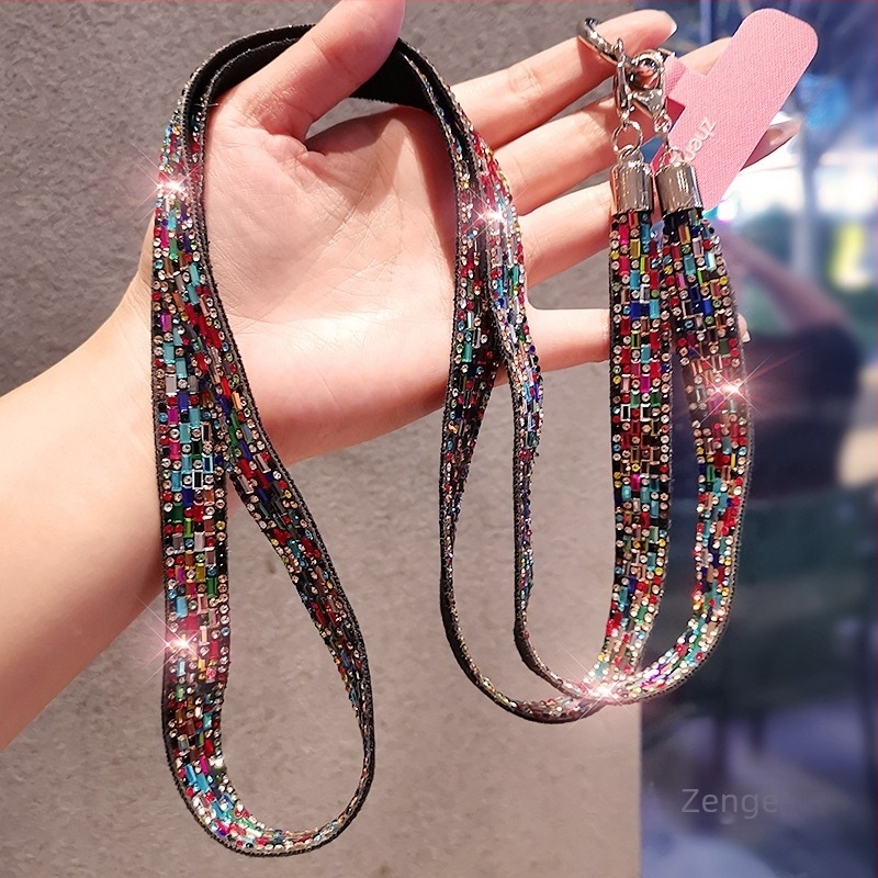 Lanier de telefon pentru femei, cu paiete diamantate, curea crossbody, pandant geometric, multifuncțional