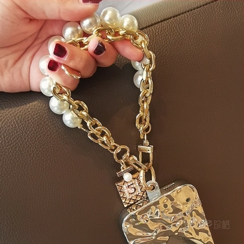 Zhenge lanyard pentru telefon – perle, lanț dublu, stil feminin, multifuncțional