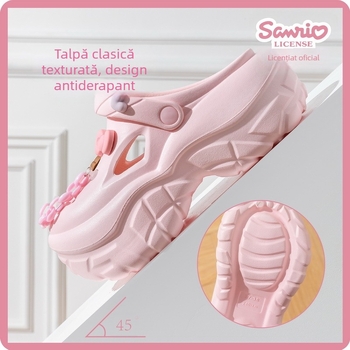 Sanrio pantofi damă cu platformă EVA, perforați, Hello Kitty, pentru plajă