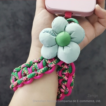 Lanyard pentru telefon, șnur împletit scurt, lucrat manual, accesoriu feminin multifuncțional cu pandant geometric