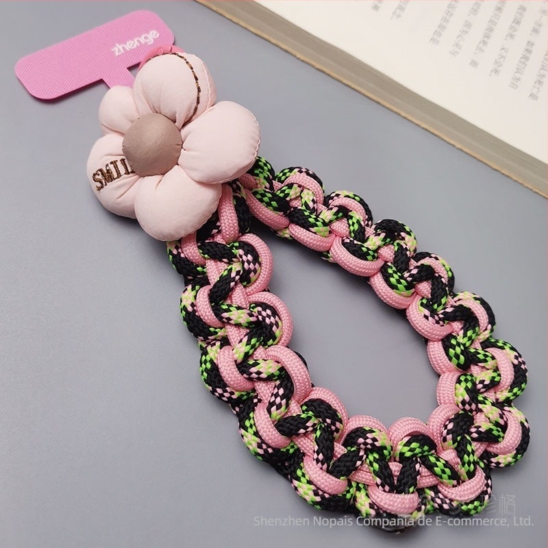 Lanyard pentru telefon, șnur împletit scurt, lucrat manual, accesoriu feminin multifuncțional cu pandant geometric