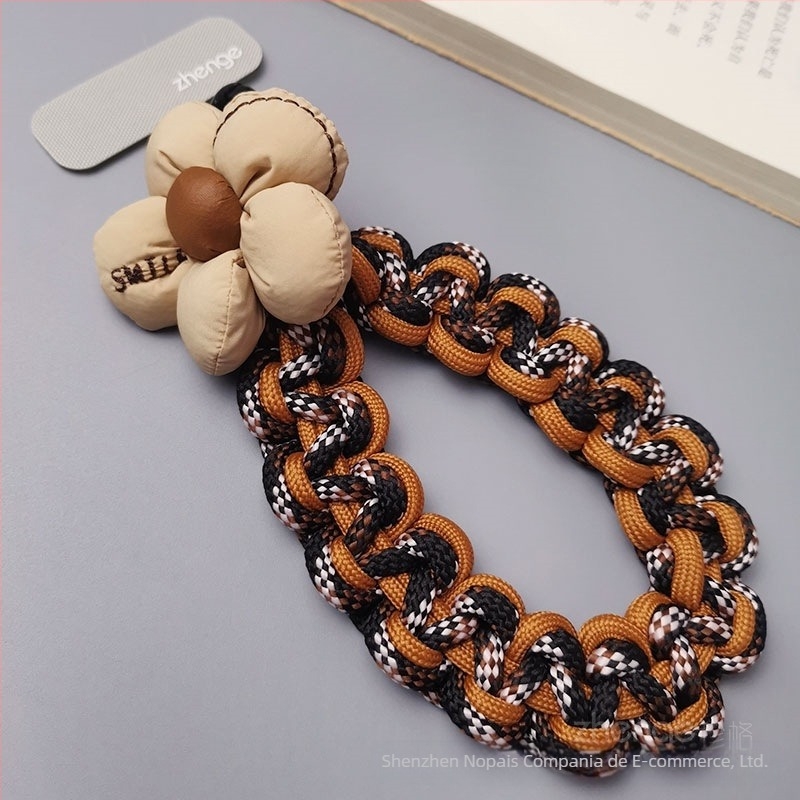 Lanyard pentru telefon, șnur împletit scurt, lucrat manual, accesoriu feminin multifuncțional cu pandant geometric