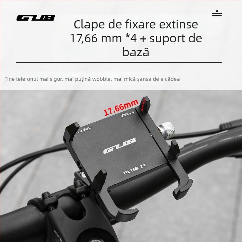 GUB PLUS21 Suport metal pentru navigație pentru biciclete și motociclete, cu clemă extensibilă și suport pentru telefon