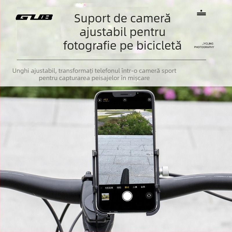 GUB PLUS21 Suport metal pentru navigație pentru biciclete și motociclete, cu clemă extensibilă și suport pentru telefon