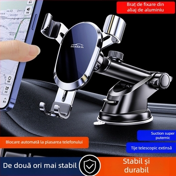 LCARS suport auto universal din aluminiu, cu ventuză, susținere gravitațională și cuplare automată pentru navigație