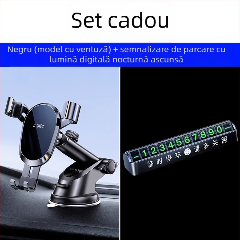 LCARS suport auto universal din aluminiu, cu ventuză, susținere gravitațională și cuplare automată pentru navigație