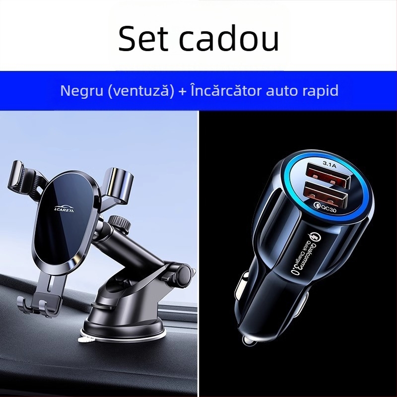 LCARS suport auto universal din aluminiu, cu ventuză, susținere gravitațională și cuplare automată pentru navigație