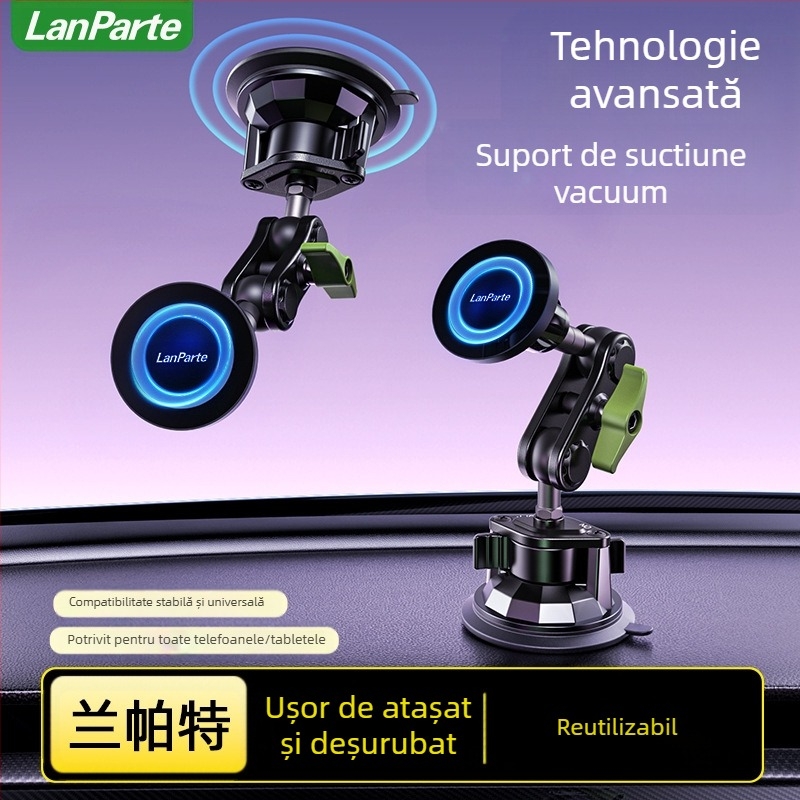 Suport MagSafe magnetic pentru mașină, cu ventuză – montaj pe bord, pentru telefon, tabletă și navigație, 15W
