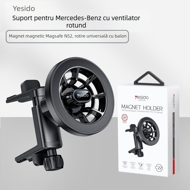 Yesido suport magnetic pentru telefon auto, montaj pe ventilația circulară, construcție din plastic