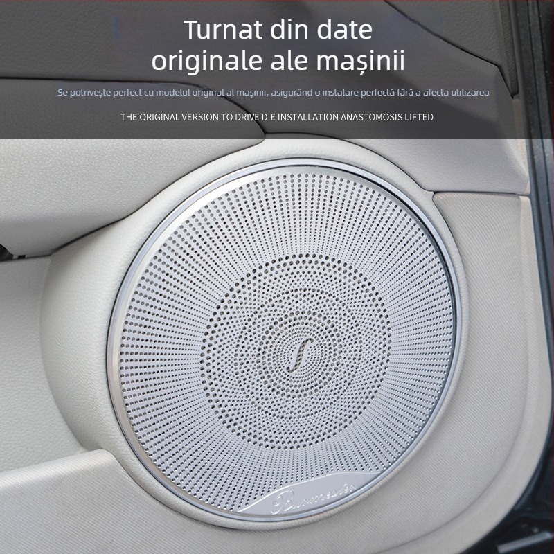 Capac interior pentru horn Mercedes-Benz W204 C-Class Berlin Sound, autocolant decorativ audio, oțel inoxidabil, fără logo, fără personalizare