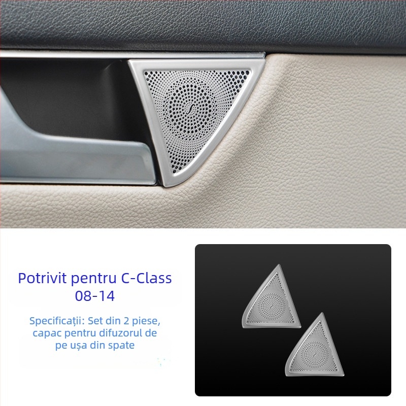 Capac interior pentru horn Mercedes-Benz W204 C-Class Berlin Sound, autocolant decorativ audio, oțel inoxidabil, fără logo, fără personalizare