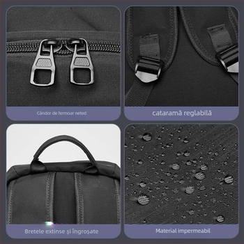Rucsac pentru laptop din nylon, impermeabil, capacitate 20–35L, curea cu pernă de aer
