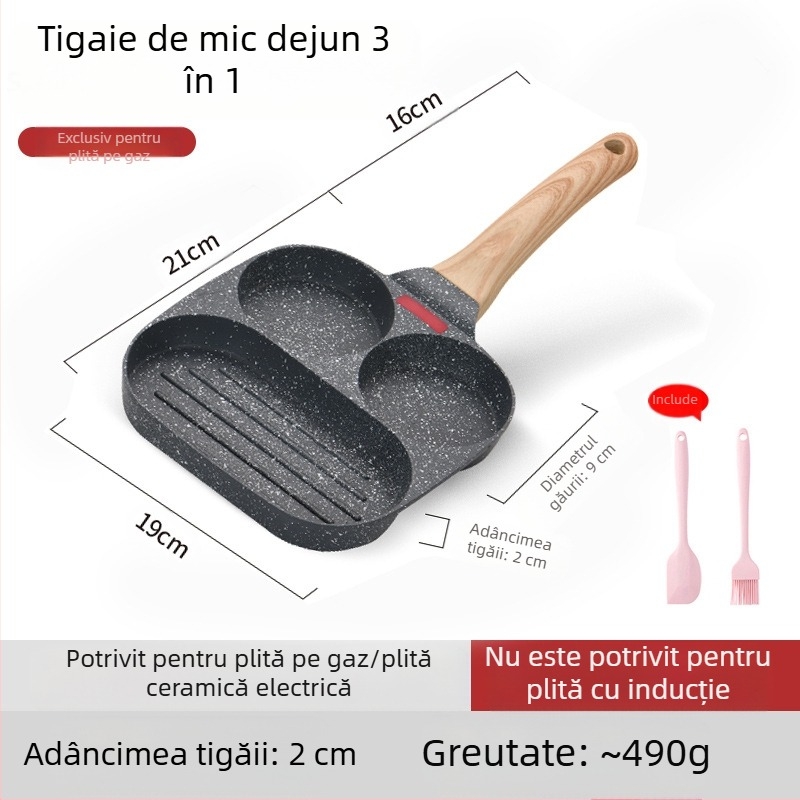 OTTOGI Tigaie antiaderentă pentru mic dejun – ouă și burgeri, din aliaj de aluminiu