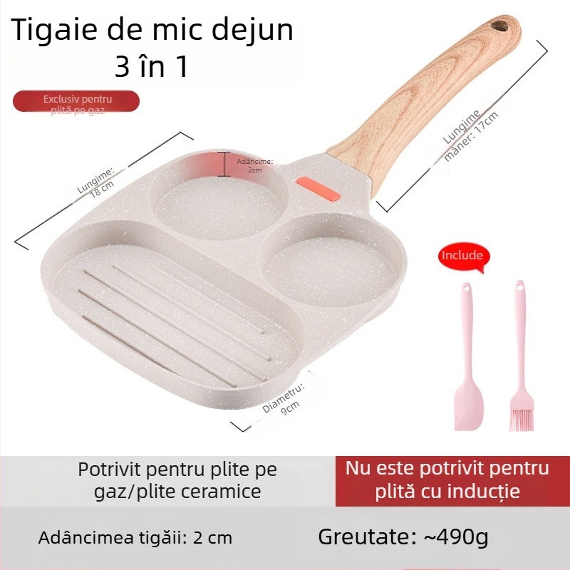 OTTOGI Tigaie antiaderentă pentru mic dejun – ouă și burgeri, din aliaj de aluminiu