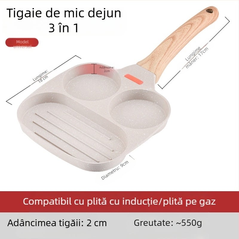 OTTOGI Tigaie antiaderentă pentru mic dejun – ouă și burgeri, din aliaj de aluminiu