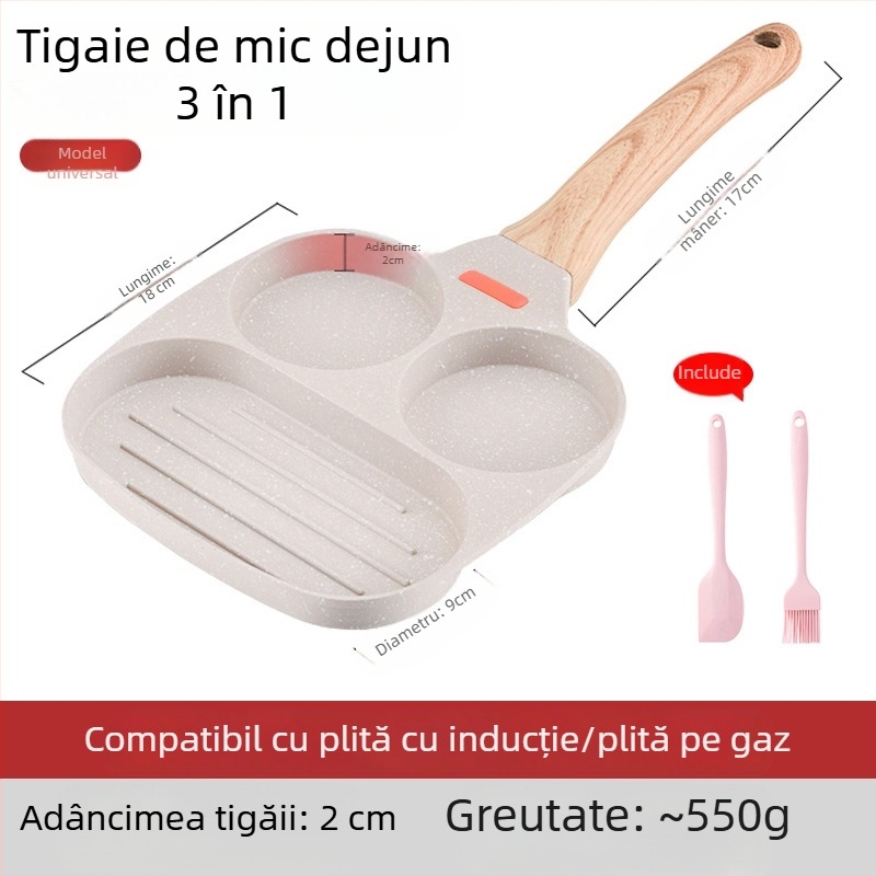 OTTOGI Tigaie antiaderentă pentru mic dejun – ouă și burgeri, din aliaj de aluminiu