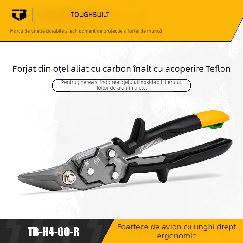 TOUGHBUILT Foarfă de metal cu economie de efort, Foarfă industrială multifuncțională pentru cabluri - Uz casnică (Brand: TOUGHBUILT; Economie de efort; Foarfă avion; Multifuncțional; Industrial)