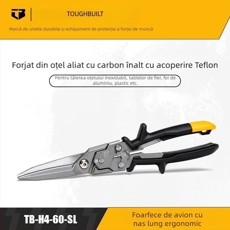 TOUGHBUILT Foarfă de metal cu economie de efort, Foarfă industrială multifuncțională pentru cabluri - Uz casnică (Brand: TOUGHBUILT; Economie de efort; Foarfă avion; Multifuncțional; Industrial)