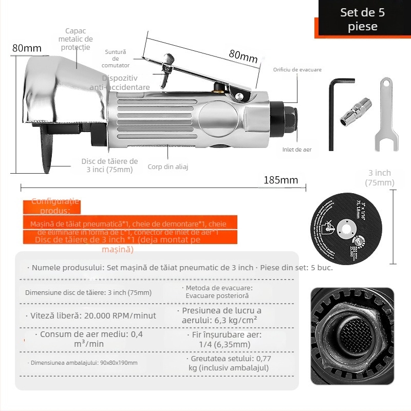 Musen Tang unealtă pneumatică de tăiere pentru polizor unghiular, cu discuri de șlefuire (Brand: Musen Tang; Scop: Tăiere)