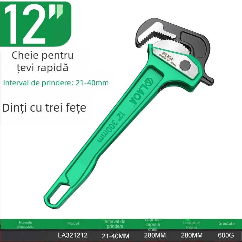 Old A Clește pentru țevi greu, cu acțiune rapidă – Clește multifuncțional pentru conducte, cu fălci universale, greutate 0,5 kg