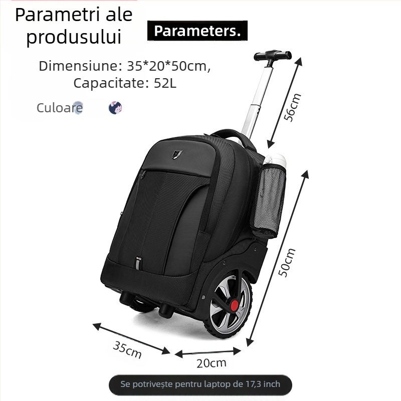 Rucsac trolley de afaceri cu roți — fermoar, poliester, 3 kg, ideal pentru călătorii de afaceri