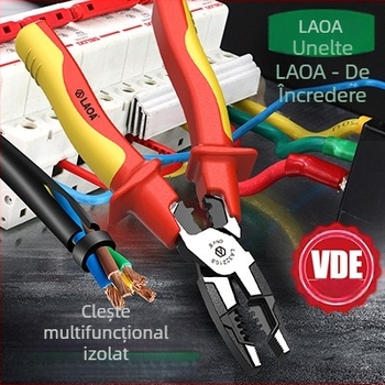 Clește izolat cu VDE pentru tăiere și crimparea cablurilor, clește cu vârf ascuțit pentru electricieni, electronică, reparații auto