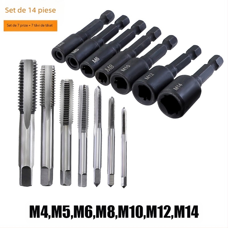 Mandrină de tapping cu tijă hexagonală 1/4, lungă, interval fir M4–M16, pentru fabricarea matrițelor