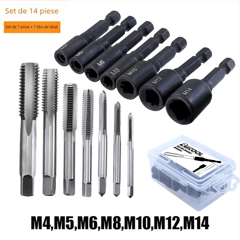 Mandrină de tapping cu tijă hexagonală 1/4, lungă, interval fir M4–M16, pentru fabricarea matrițelor